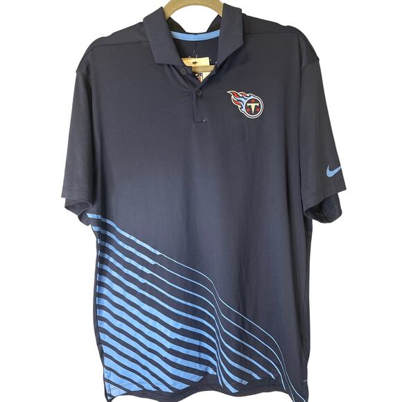 Nike Men’s Polo Shirt Logo Tennessee Titans Medium Navy DRI-FIT
 Performance NWT - Picture 1 of 11